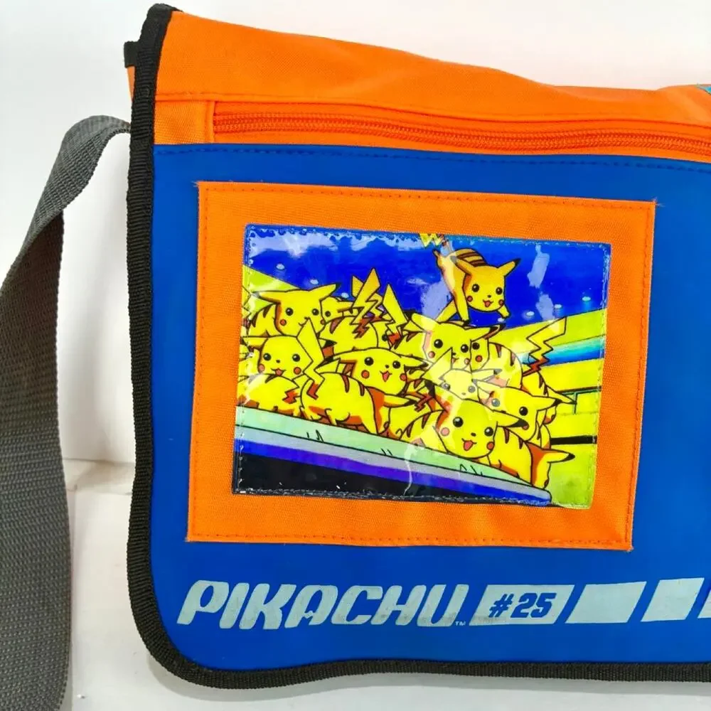 RARE Vintage 90s Messenger Bag Nintendo Pikachu Pokemon backPack Orange And Blue